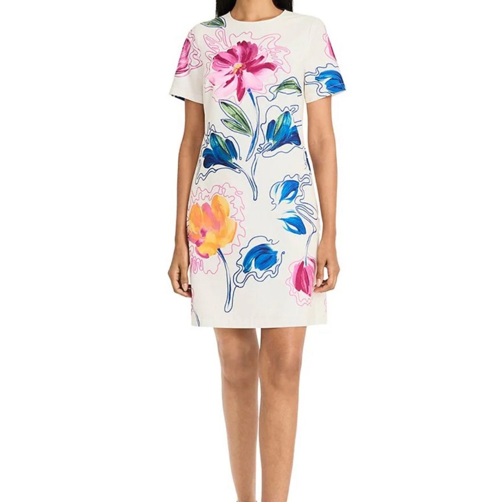 Maggy London Floral Dress - White with Multicolor Design